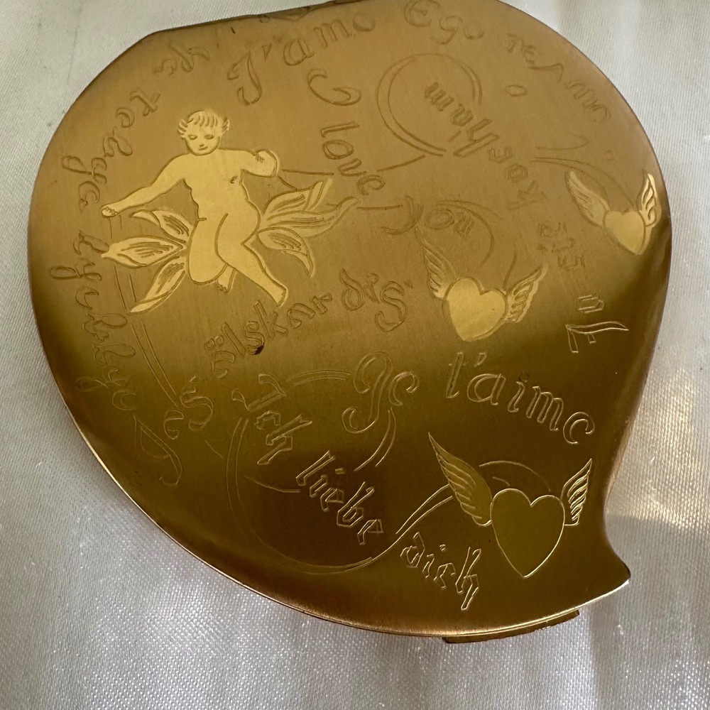 Elgin American Powder Compact Womens OS Gold Fair I Love You Cherub Teardrop